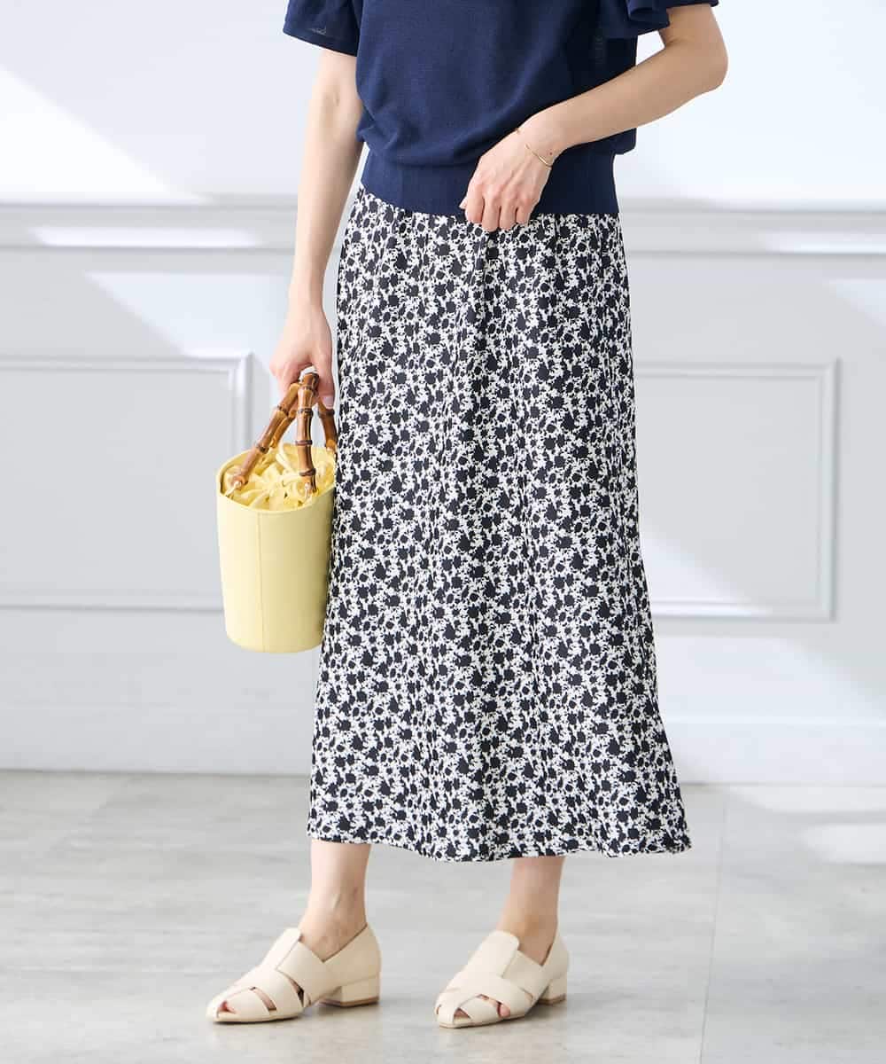 K3HGD24054 a.v.v Elmi(アー・ヴェ・ヴェ) 【低身長サイズ/マシンウォッシャブル】ソフトマーメイドサテンスカート グレージュ