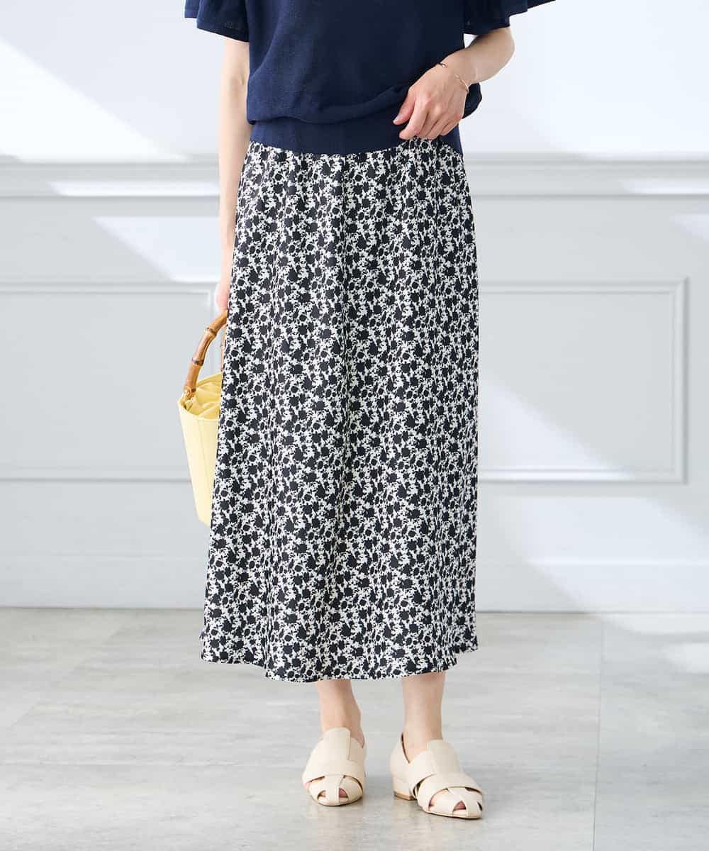 K3HGD24054 a.v.v Elmi(アー・ヴェ・ヴェ) 【低身長サイズ/マシンウォッシャブル】ソフトマーメイドサテンスカート グレージュ