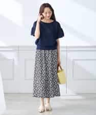 K3HGD24054 a.v.v Elmi(アー・ヴェ・ヴェ) 【低身長サイズ/マシンウォッシャブル】ソフトマーメイドサテンスカート グレージュ