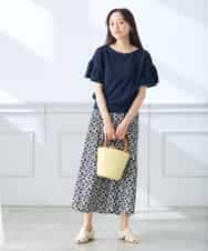 K3HGD24054 a.v.v Elmi(アー・ヴェ・ヴェ) 【低身長サイズ/マシンウォッシャブル】ソフトマーメイドサテンスカート グレージュ