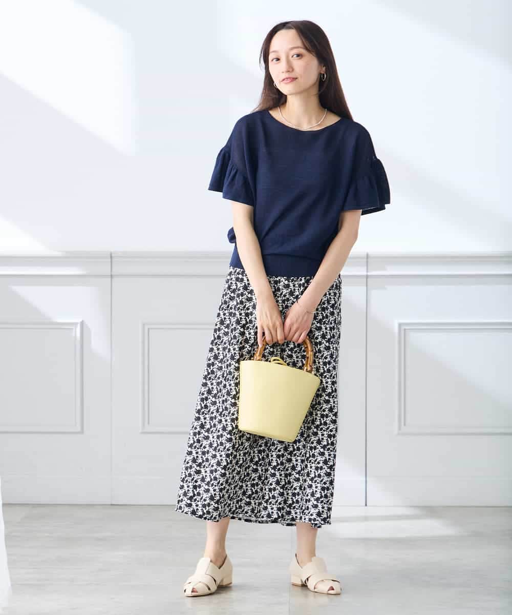 K3HGD24054 a.v.v Elmi(アー・ヴェ・ヴェ) 【低身長サイズ/マシンウォッシャブル】ソフトマーメイドサテンスカート グレージュ