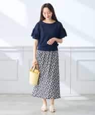 K3HGD24054 a.v.v Elmi(アー・ヴェ・ヴェ) 【低身長サイズ/マシンウォッシャブル】ソフトマーメイドサテンスカート グレージュ