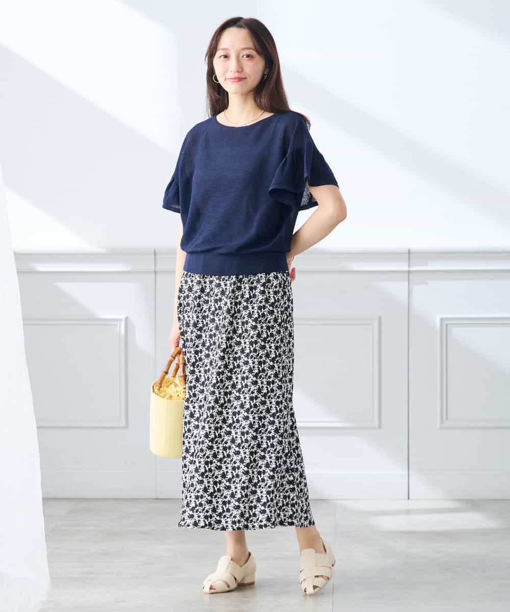 K3HGD24054 a.v.v Elmi(アー・ヴェ・ヴェ) 【低身長サイズ/マシンウォッシャブル】ソフトマーメイドサテンスカート グレージュ