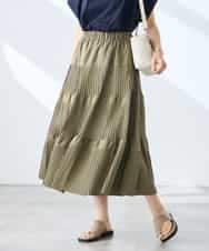 K3HGD25059 a.v.v Elmi(アー・ヴェ・ヴェ) 【低身長サイズ/洗える】ティアードプリーツスカート カーキ