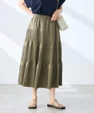 K3HGD25059 a.v.v Elmi(アー・ヴェ・ヴェ) 【低身長サイズ/洗える】ティアードプリーツスカート カーキ