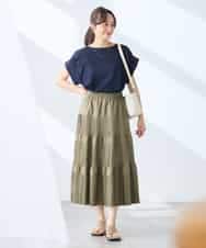 K3HGD25059 a.v.v Elmi(アー・ヴェ・ヴェ) 【低身長サイズ/洗える】ティアードプリーツスカート カーキ