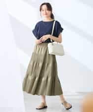 K3HGD25059 a.v.v Elmi(アー・ヴェ・ヴェ) 【低身長サイズ/洗える】ティアードプリーツスカート カーキ