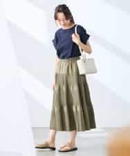K3HGD25059 a.v.v Elmi(アー・ヴェ・ヴェ) 【低身長サイズ/洗える】ティアードプリーツスカート カーキ