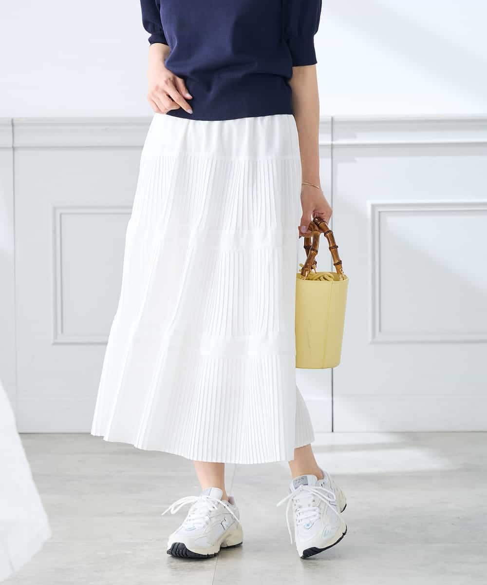 K3HGD25059 a.v.v Elmi(アー・ヴェ・ヴェ) 【低身長サイズ/洗える】ティアードプリーツスカート カーキ