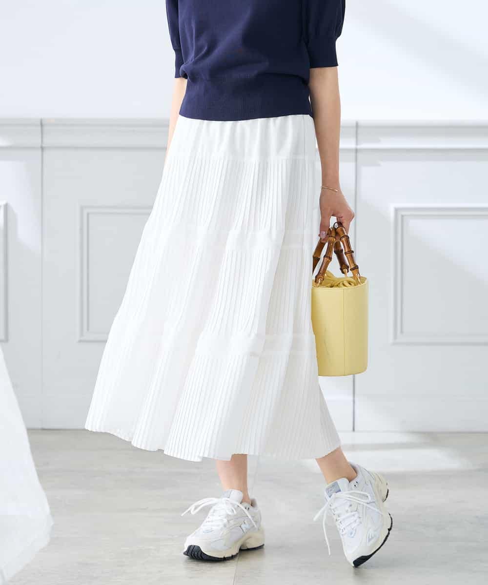 K3HGD25059 a.v.v Elmi(アー・ヴェ・ヴェ) 【低身長サイズ/洗える】ティアードプリーツスカート カーキ