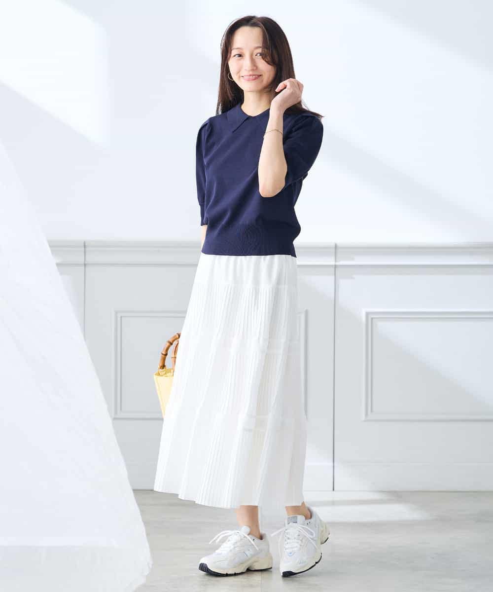 K3HGD25059 a.v.v Elmi(アー・ヴェ・ヴェ) 【低身長サイズ/洗える】ティアードプリーツスカート カーキ