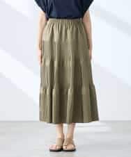 K3HGD25059 a.v.v Elmi(アー・ヴェ・ヴェ) 【低身長サイズ/洗える】ティアードプリーツスカート カーキ