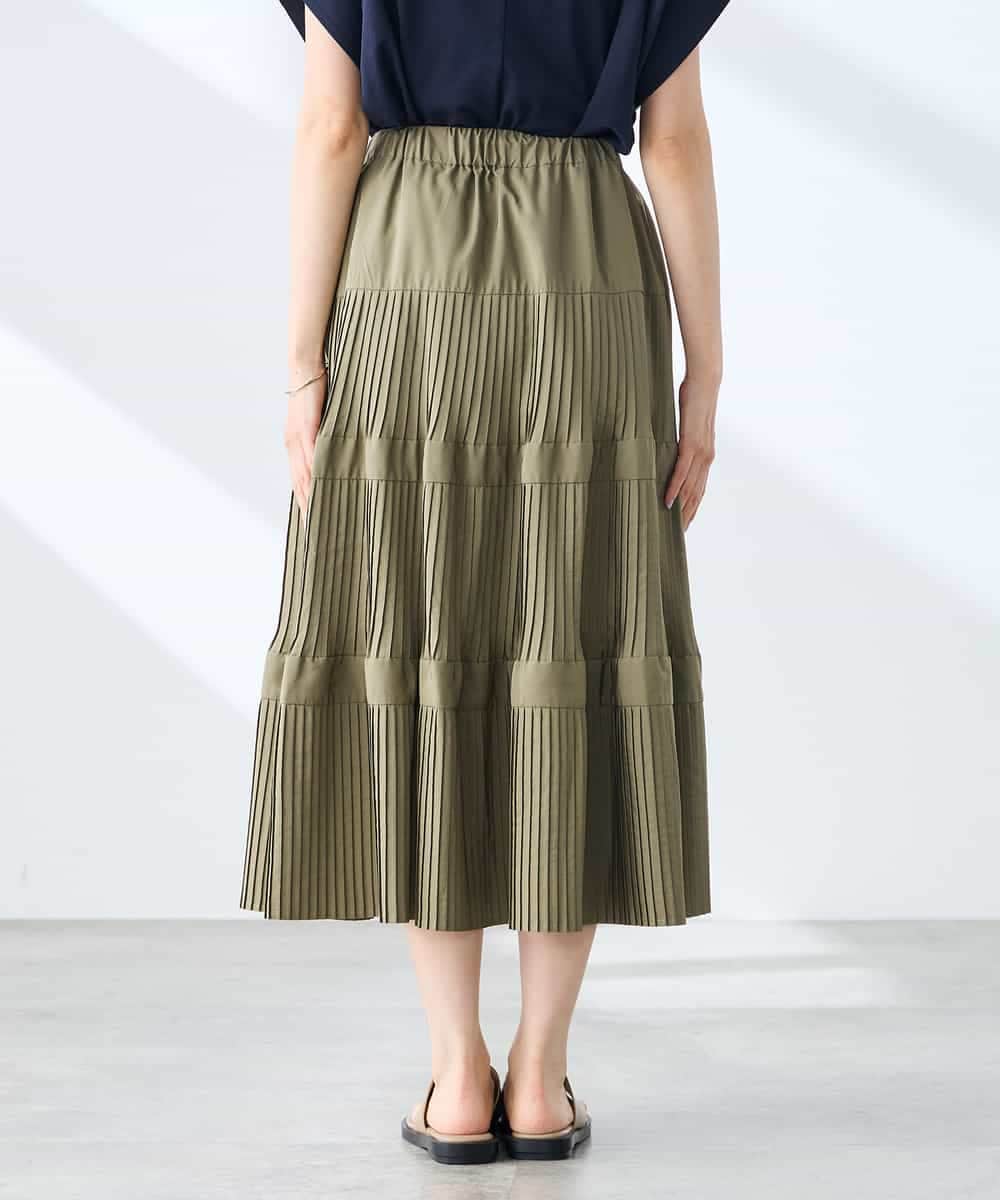 K3HGD25059 a.v.v Elmi(アー・ヴェ・ヴェ) 【低身長サイズ/洗える】ティアードプリーツスカート カーキ