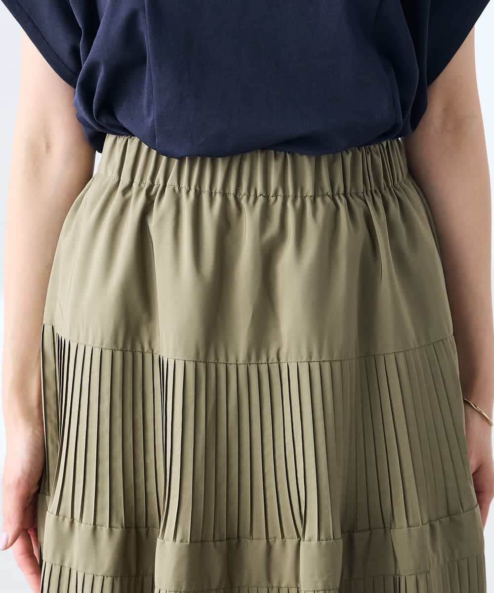 K3HGD25059 a.v.v Elmi(アー・ヴェ・ヴェ) 【低身長サイズ/洗える】ティアードプリーツスカート カーキ