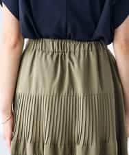 K3HGD25059 a.v.v Elmi(アー・ヴェ・ヴェ) 【低身長サイズ/洗える】ティアードプリーツスカート カーキ