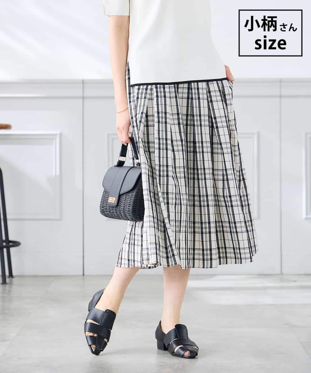 K3HGD26059 a.v.v Elmi(アー・ヴェ・ヴェ) 【低身長サイズ/洗える】メモリーチェックタフタスカート アイボリー