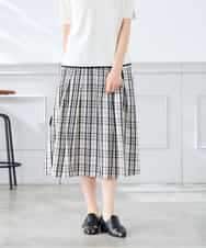 K3HGD26059 a.v.v Elmi(アー・ヴェ・ヴェ) 【低身長サイズ/洗える】メモリーチェックタフタスカート アイボリー