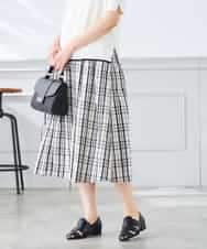 K3HGD26059 a.v.v Elmi(アー・ヴェ・ヴェ) 【低身長サイズ/洗える】メモリーチェックタフタスカート アイボリー