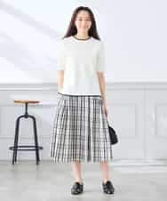 K3HGD26059 a.v.v Elmi(アー・ヴェ・ヴェ) 【低身長サイズ/洗える】メモリーチェックタフタスカート アイボリー