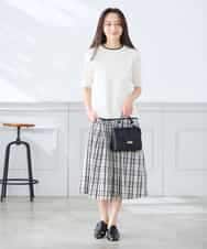 K3HGD26059 a.v.v Elmi(アー・ヴェ・ヴェ) 【低身長サイズ/洗える】メモリーチェックタフタスカート アイボリー