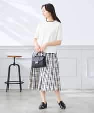 K3HGD26059 a.v.v Elmi(アー・ヴェ・ヴェ) 【低身長サイズ/洗える】メモリーチェックタフタスカート アイボリー