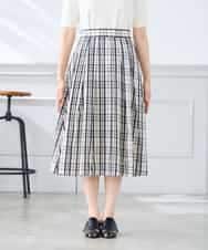 K3HGD26059 a.v.v Elmi(アー・ヴェ・ヴェ) 【低身長サイズ/洗える】メモリーチェックタフタスカート アイボリー