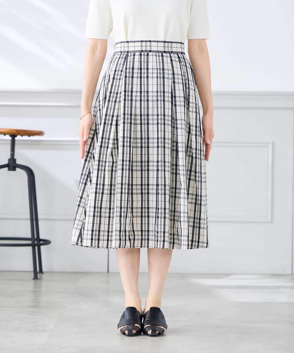 K3HGD26059 a.v.v Elmi(アー・ヴェ・ヴェ) 【低身長サイズ/洗える】メモリーチェックタフタスカート アイボリー