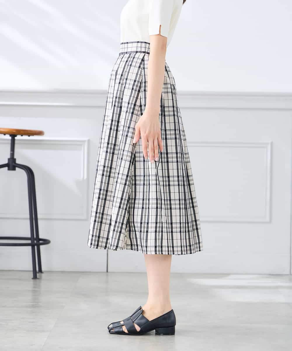 K3HGD26059 a.v.v Elmi(アー・ヴェ・ヴェ) 【低身長サイズ/洗える】メモリーチェックタフタスカート アイボリー