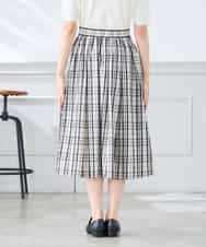 K3HGD26059 a.v.v Elmi(アー・ヴェ・ヴェ) 【低身長サイズ/洗える】メモリーチェックタフタスカート アイボリー