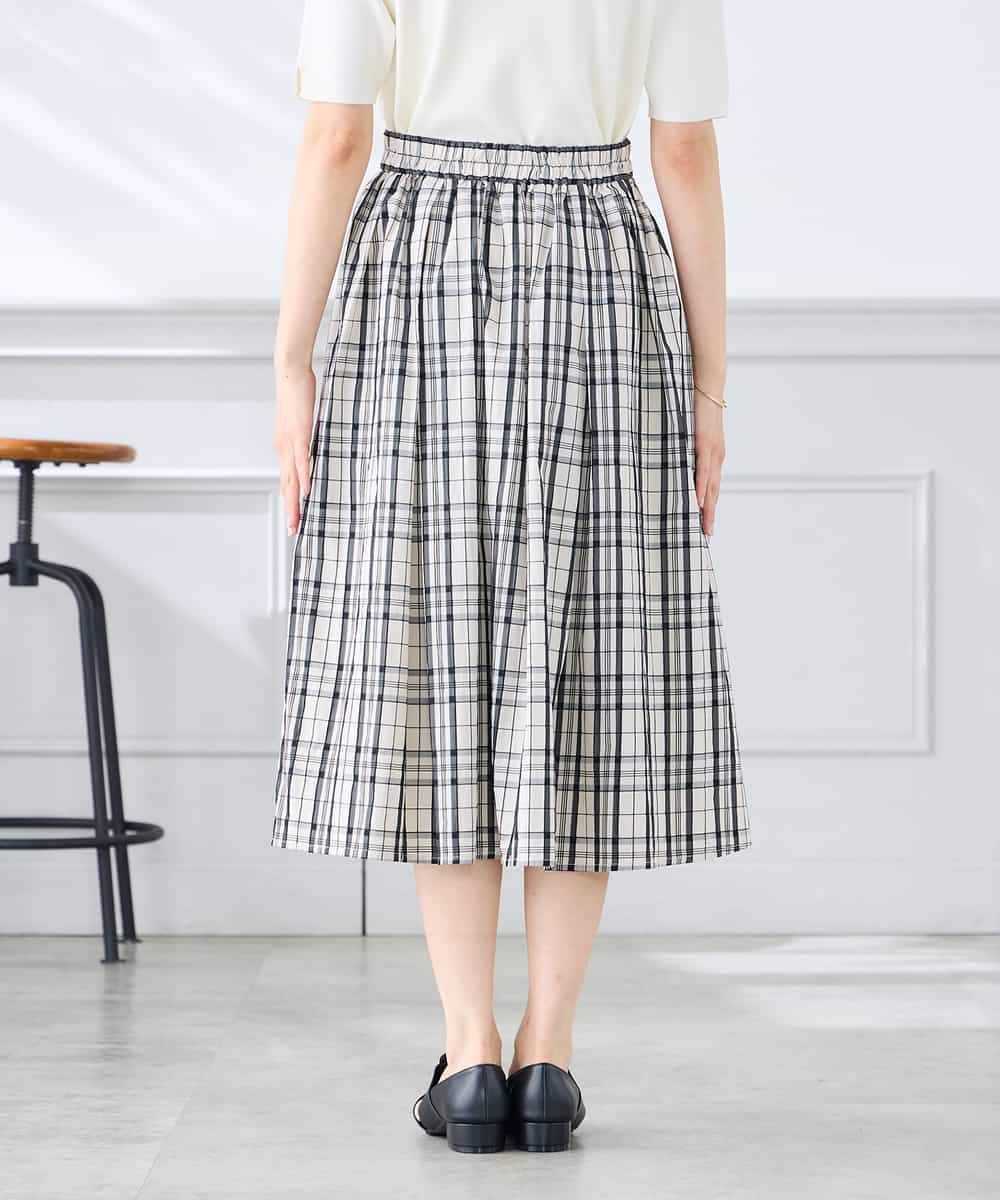 K3HGD26059 a.v.v Elmi(アー・ヴェ・ヴェ) 【低身長サイズ/洗える】メモリーチェックタフタスカート アイボリー