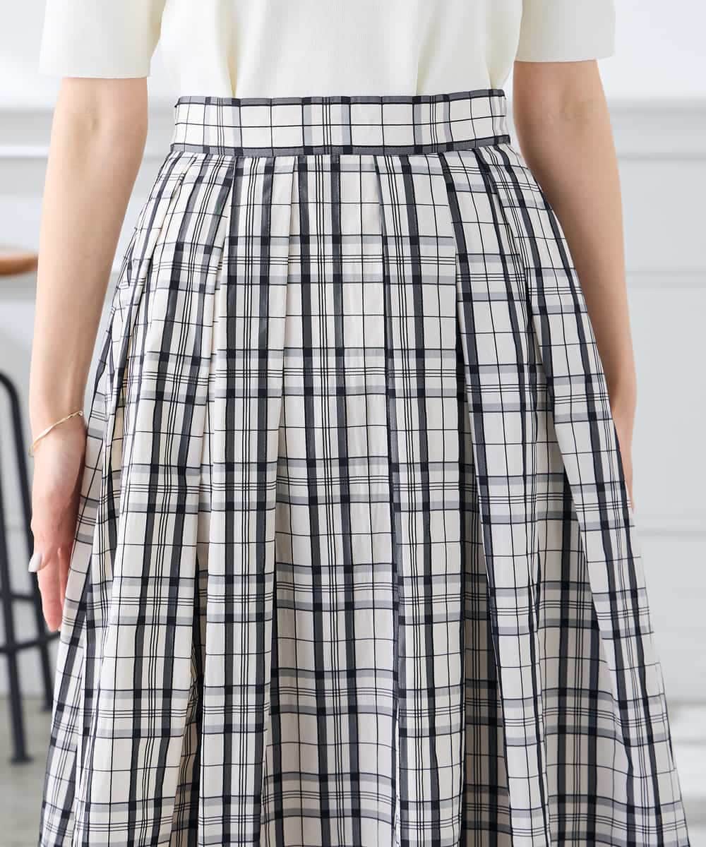 K3HGD26059 a.v.v Elmi(アー・ヴェ・ヴェ) 【低身長サイズ/洗える】メモリーチェックタフタスカート アイボリー