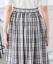 K3HGD26059 a.v.v Elmi(アー・ヴェ・ヴェ) 【低身長サイズ/洗える】メモリーチェックタフタスカート アイボリー