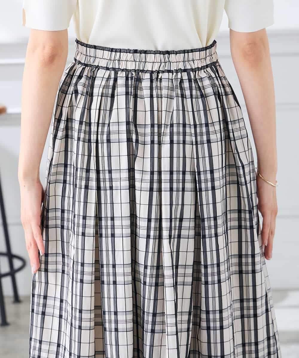 K3HGD26059 a.v.v Elmi(アー・ヴェ・ヴェ) 【低身長サイズ/洗える】メモリーチェックタフタスカート アイボリー