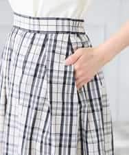 K3HGD26059 a.v.v Elmi(アー・ヴェ・ヴェ) 【低身長サイズ/洗える】メモリーチェックタフタスカート アイボリー