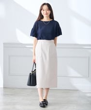 K3HGD28059 a.v.v Elmi(アー・ヴェ・ヴェ) 【低身長サイズ/洗える】ストレッチナロースカート グレージュ