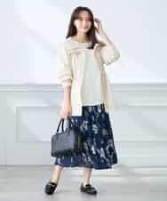 K3HGD36059 a.v.v Elmi(アー・ヴェ・ヴェ) 【低身長サイズ/洗える】フラワープリントランダムプリーツスカート ネイビー