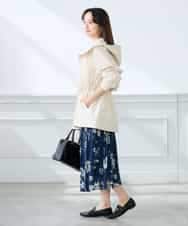 K3HGD36059 a.v.v Elmi(アー・ヴェ・ヴェ) 【低身長サイズ/洗える】フラワープリントランダムプリーツスカート ネイビー