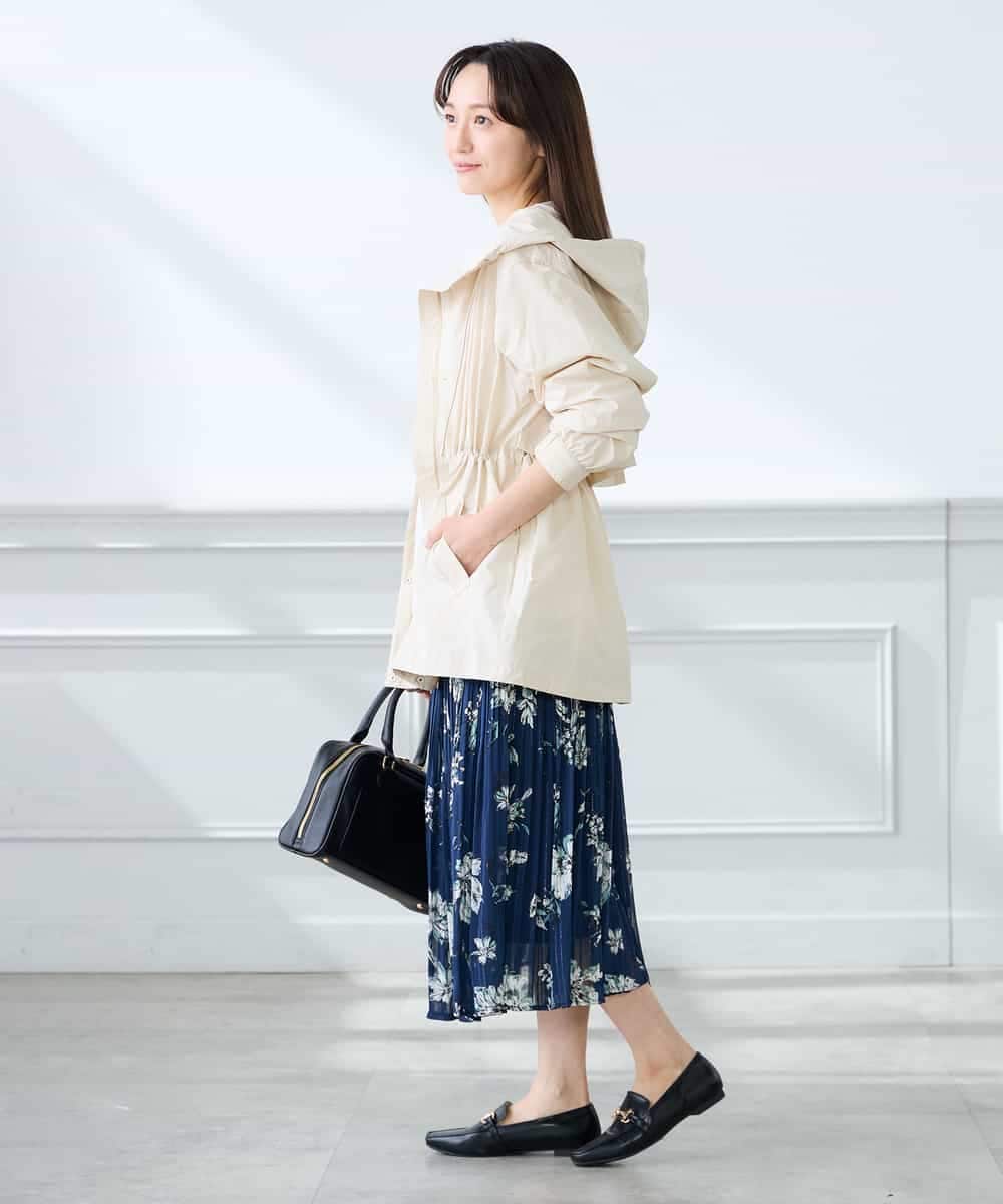 K3HGD36059 a.v.v Elmi(アー・ヴェ・ヴェ) 【低身長サイズ/洗える】フラワープリントランダムプリーツスカート ネイビー