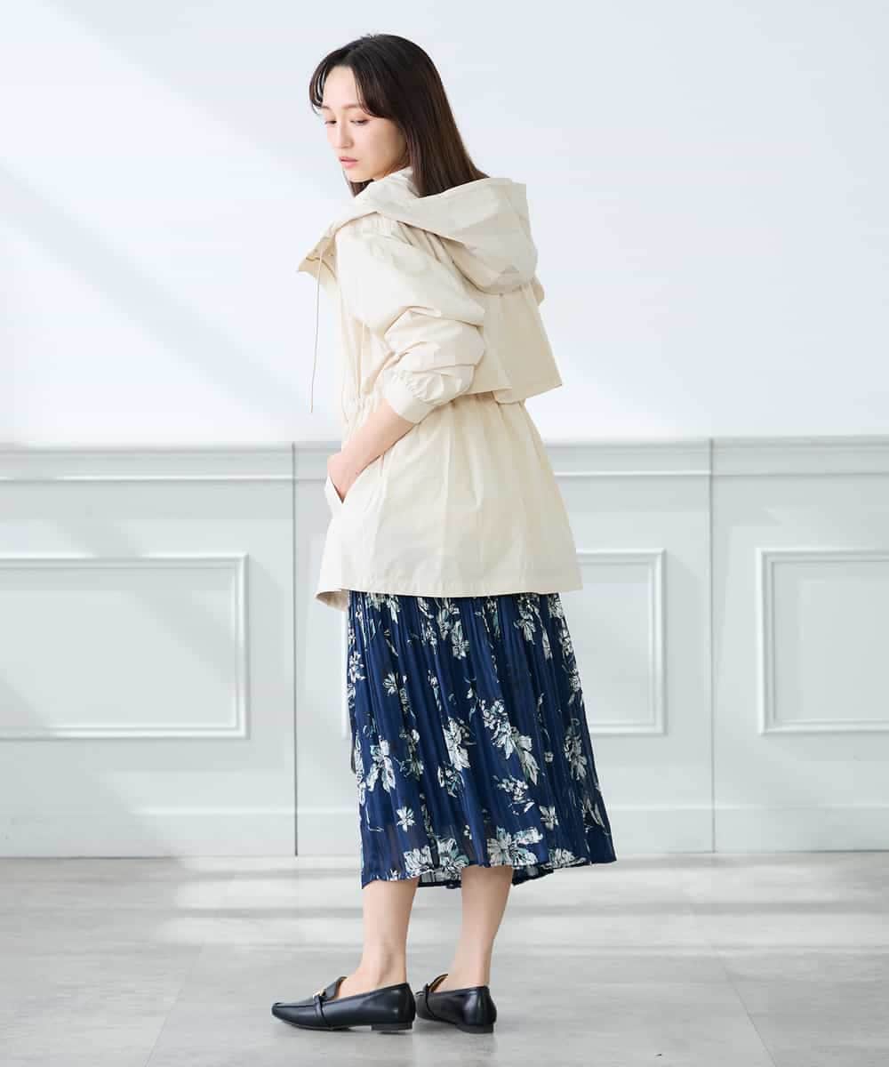 K3HGD36059 a.v.v Elmi(アー・ヴェ・ヴェ) 【低身長サイズ/洗える】フラワープリントランダムプリーツスカート ネイビー