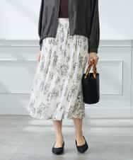 K3HGD36059 a.v.v Elmi(アー・ヴェ・ヴェ) 【低身長サイズ/洗える】フラワープリントランダムプリーツスカート ネイビー