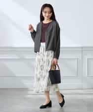 K3HGD36059 a.v.v Elmi(アー・ヴェ・ヴェ) 【低身長サイズ/洗える】フラワープリントランダムプリーツスカート ネイビー