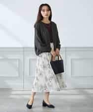 K3HGD36059 a.v.v Elmi(アー・ヴェ・ヴェ) 【低身長サイズ/洗える】フラワープリントランダムプリーツスカート ネイビー