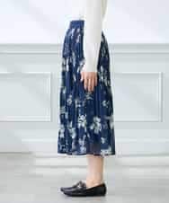 K3HGD36059 a.v.v Elmi(アー・ヴェ・ヴェ) 【低身長サイズ/洗える】フラワープリントランダムプリーツスカート ネイビー