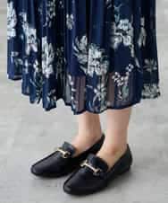 K3HGD36059 a.v.v Elmi(アー・ヴェ・ヴェ) 【低身長サイズ/洗える】フラワープリントランダムプリーツスカート ネイビー