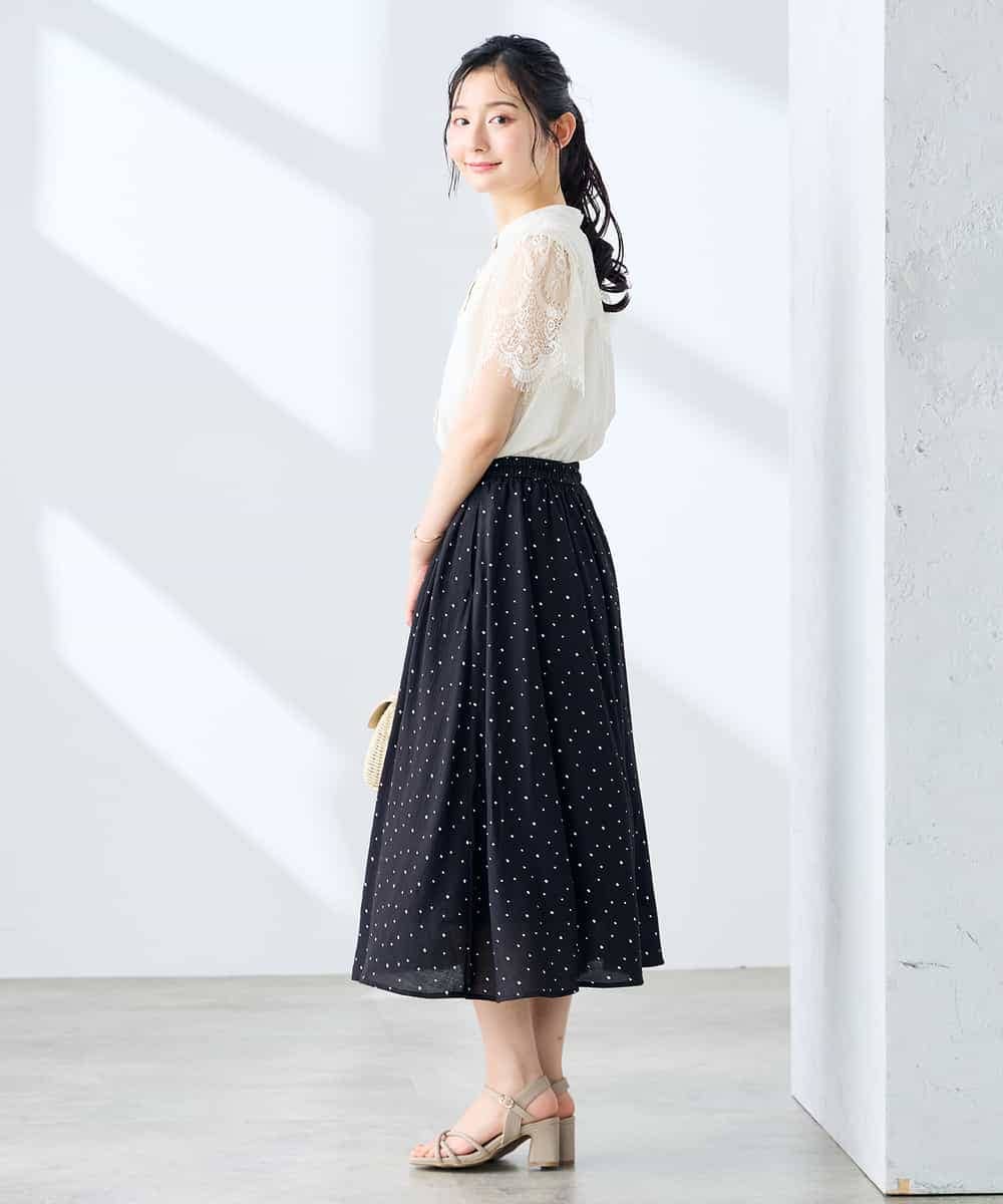K3HHD30059 a.v.v Elmi(アー・ヴェ・ヴェ) 【低身長サイズ】楊柳フレアスカート グリーン