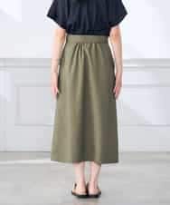 K3HHD40059 a.v.v Elmi(アー・ヴェ・ヴェ) 【低身長サイズ/洗える】リネンライクカーゴスカート カーキ