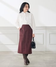 K3HKD01059 a.v.v Elmi(アー・ヴェ・ヴェ) 【低身長サイズ】フェイクスエード ナロースカート ダークグレー