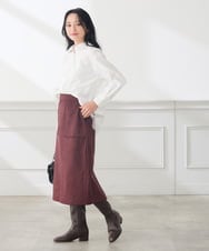 K3HKD01059 a.v.v Elmi(アー・ヴェ・ヴェ) 【低身長サイズ】フェイクスエード ナロースカート ダークグレー