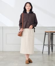 K3HKD01059 a.v.v Elmi(アー・ヴェ・ヴェ) 【低身長サイズ】フェイクスエード ナロースカート ダークグレー