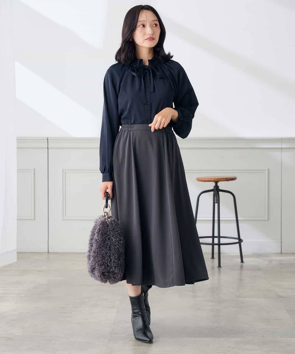 K3HKD06054 a.v.v Elmi(アー・ヴェ・ヴェ) 【低身長サイズ】ヴィンテージエステル  ボリューム フレア スカート グリーン